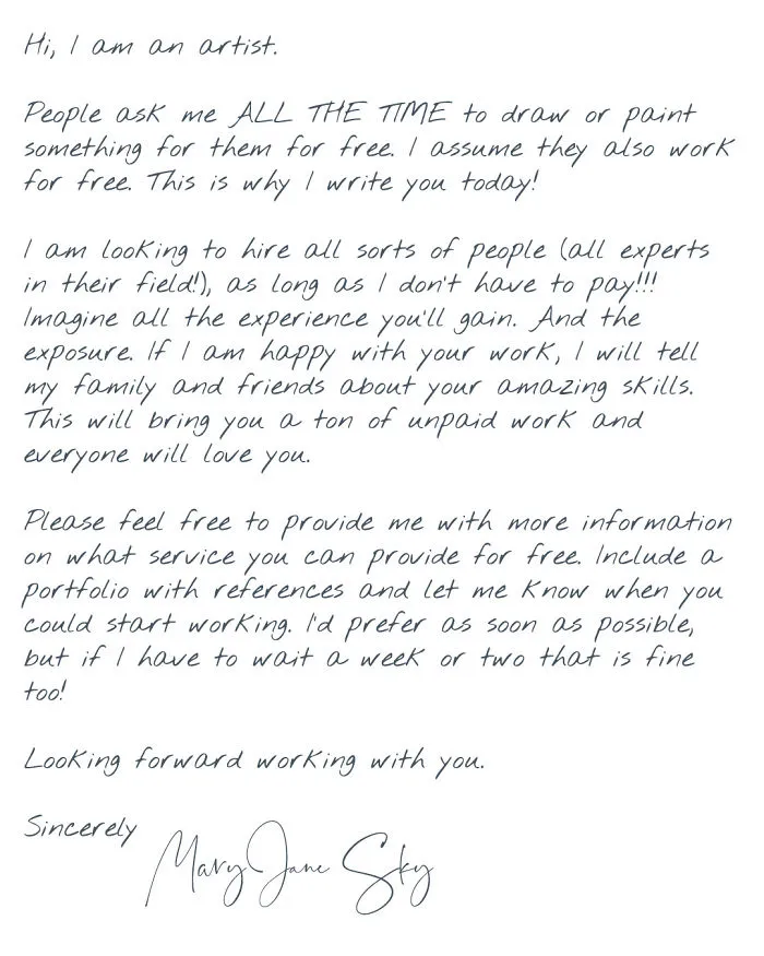 What If We Treated Other Businesses Like Artists/Designers Are Treated?