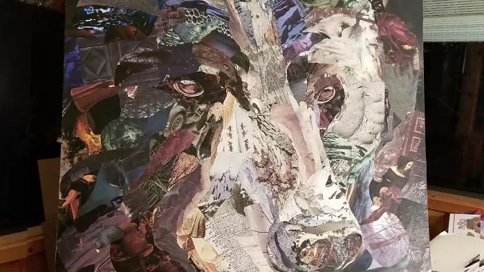 Black Bear Collage Art Time Lapse Video - Made From Repurposed Paper