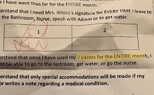 People Can't Believe The Shocking Note This Teacher Gave To A Kid After They Asked For A Permission To Go To The Bathroom