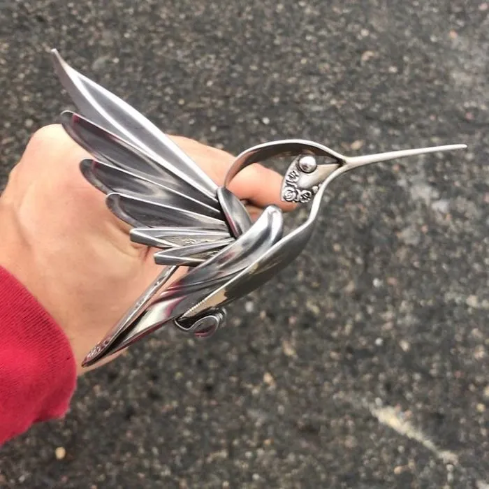 Artist Shapes Old Cutlery Into Magnificent Metal Sculptures Of Animals