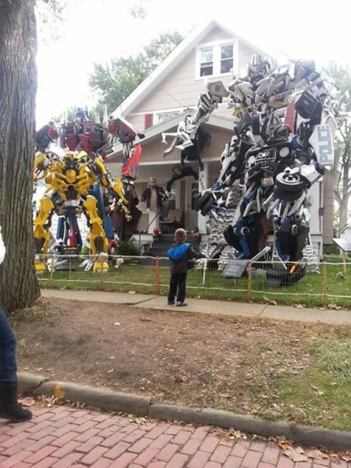 Halloween Decorations In My Neighborhood. This Guy Makes These By Hand And Puts Them Up Every Year