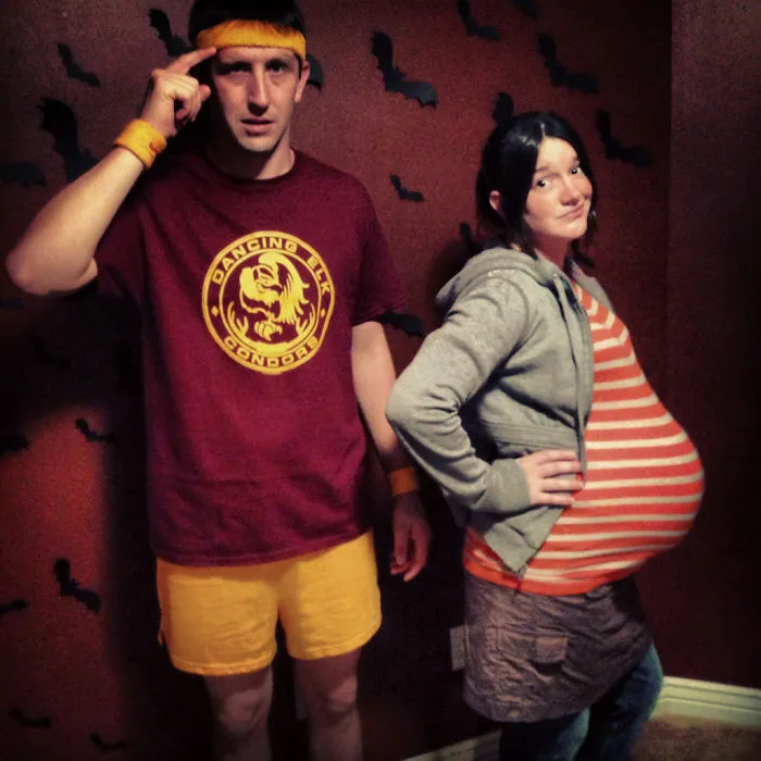 Couples Halloween costume ideas showing a man and woman in Juno-inspired outfit.