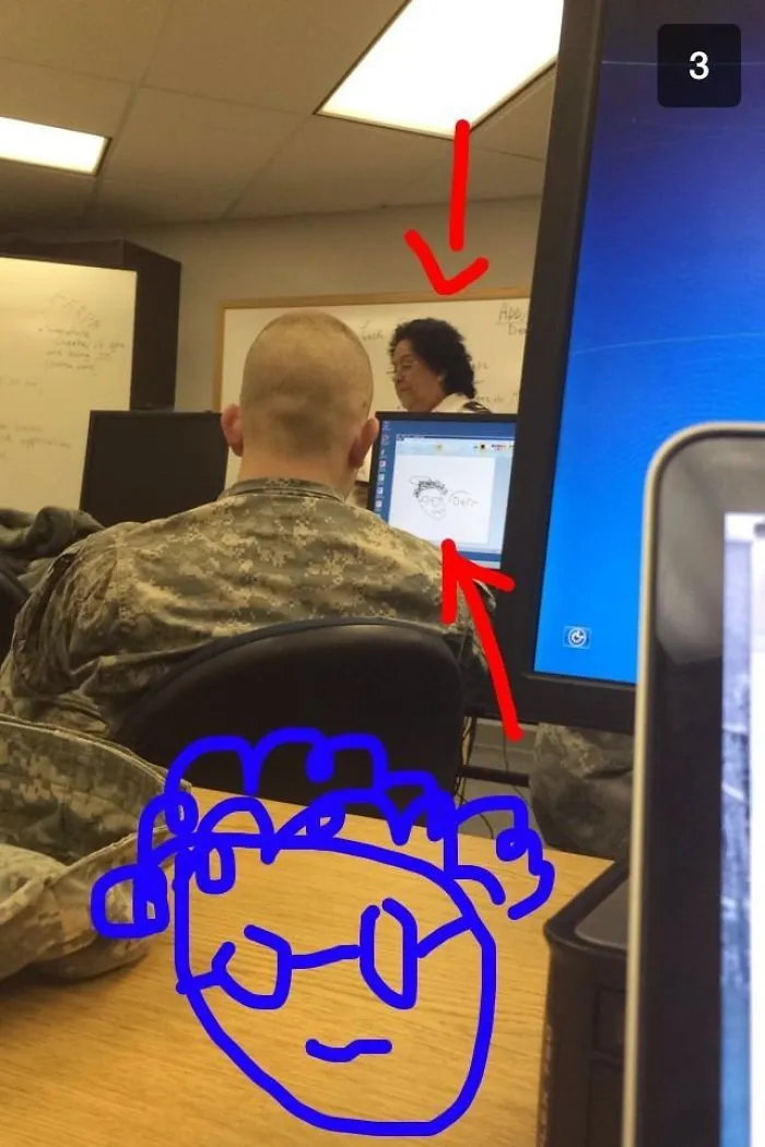 The Guy In Front Of Me Must Have Been Bored In Class