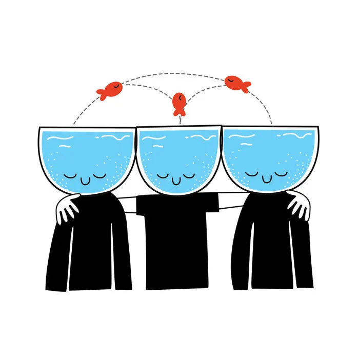 I Illustrate The Human Need For Connection With Original 'Fishbowl Head' Characters