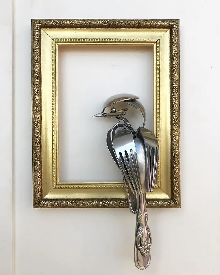 Artist Shapes Old Cutlery Into Magnificent Metal Sculptures Of Animals