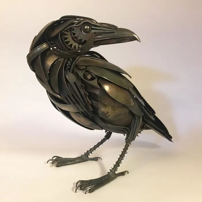 Artist Shapes Old Cutlery Into Magnificent Metal Sculptures Of Animals