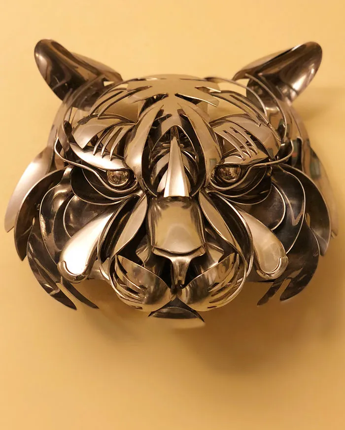 Artist Shapes Old Cutlery Into Magnificent Metal Sculptures Of Animals