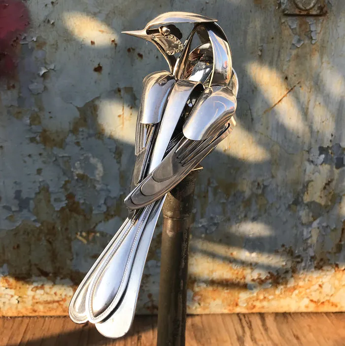 Artist Shapes Old Cutlery Into Magnificent Metal Sculptures Of Animals