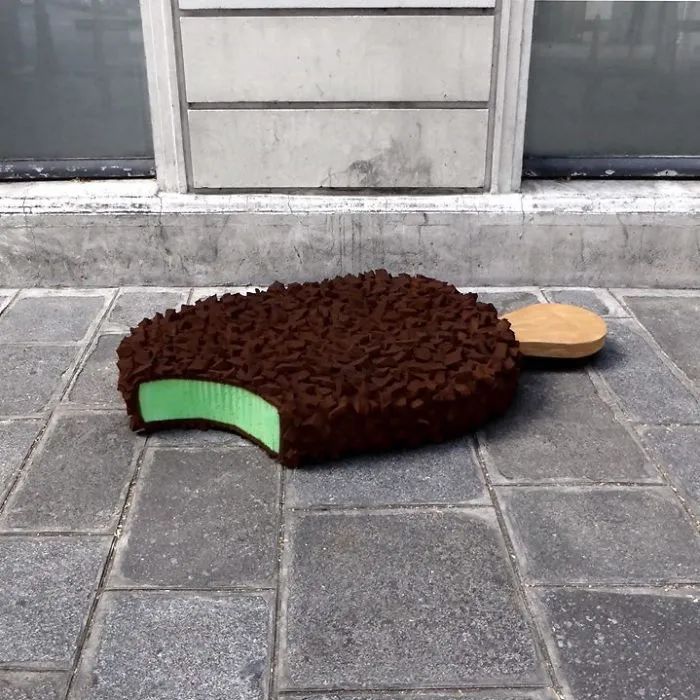French Street Artist Takes Recycling To Another Level By Transforming Discarded Mattresses Into Delicious Food Sculptures