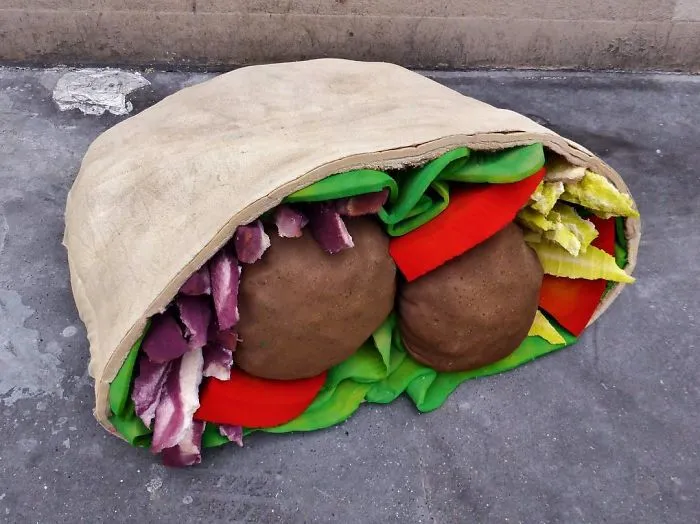 French Street Artist Takes Recycling To Another Level By Transforming Discarded Mattresses Into Delicious Food Sculptures