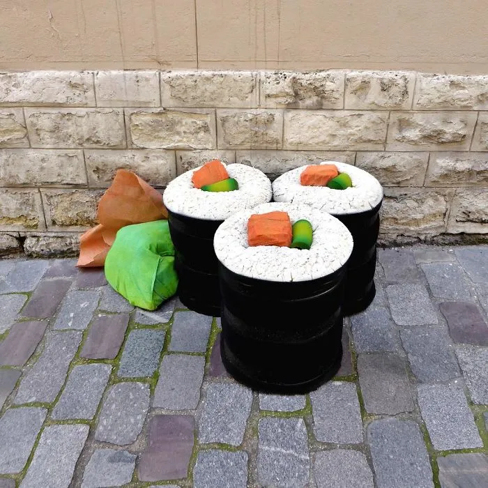 French Street Artist Takes Recycling To Another Level By Transforming Discarded Mattresses Into Delicious Food Sculptures