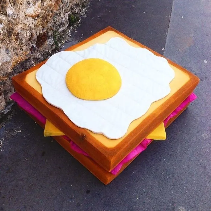 French Street Artist Takes Recycling To Another Level By Transforming Discarded Mattresses Into Delicious Food Sculptures