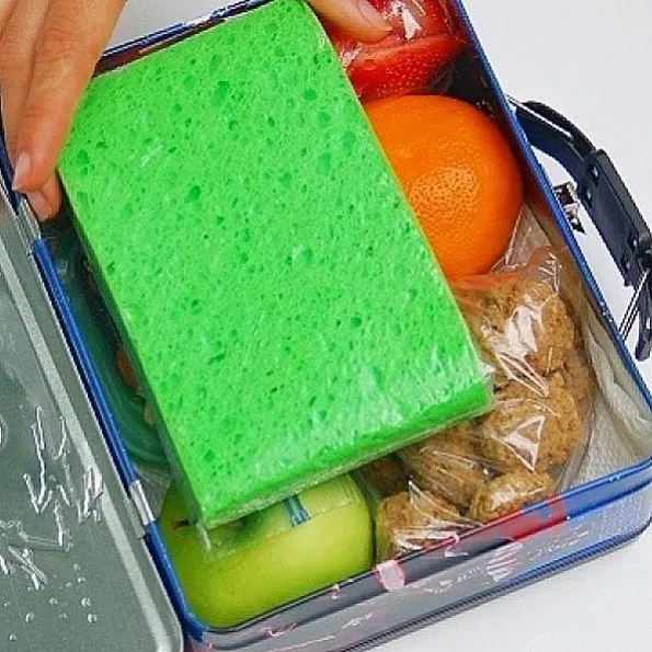 Una esponja congelada en una bolsa hermética mantendrá frío el almuerzo de tus hijos