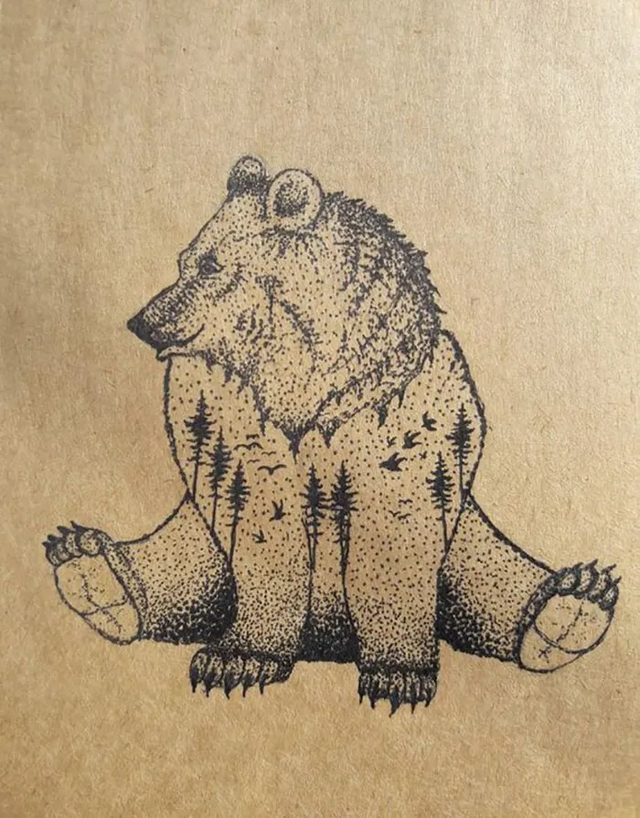 I Draw Wild Animals Using Dots And Double Exposure