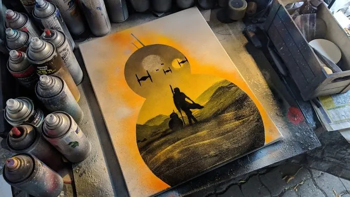 Canadian Street Artist Bangs Out Crazy Star Wars Fanart Made Entirely Of Spray Paint In Mere Minutes Right Before Your Eyes. Check It Out!