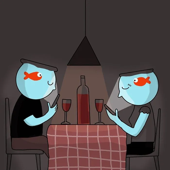 I Illustrate The Human Need For Connection With Original 'Fishbowl Head' Characters