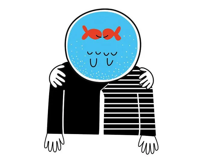 I Illustrate The Human Need For Connection With Original 'Fishbowl Head' Characters