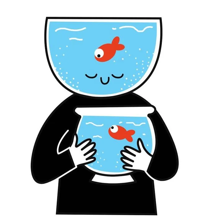 I Illustrate The Human Need For Connection With Original 'Fishbowl Head' Characters