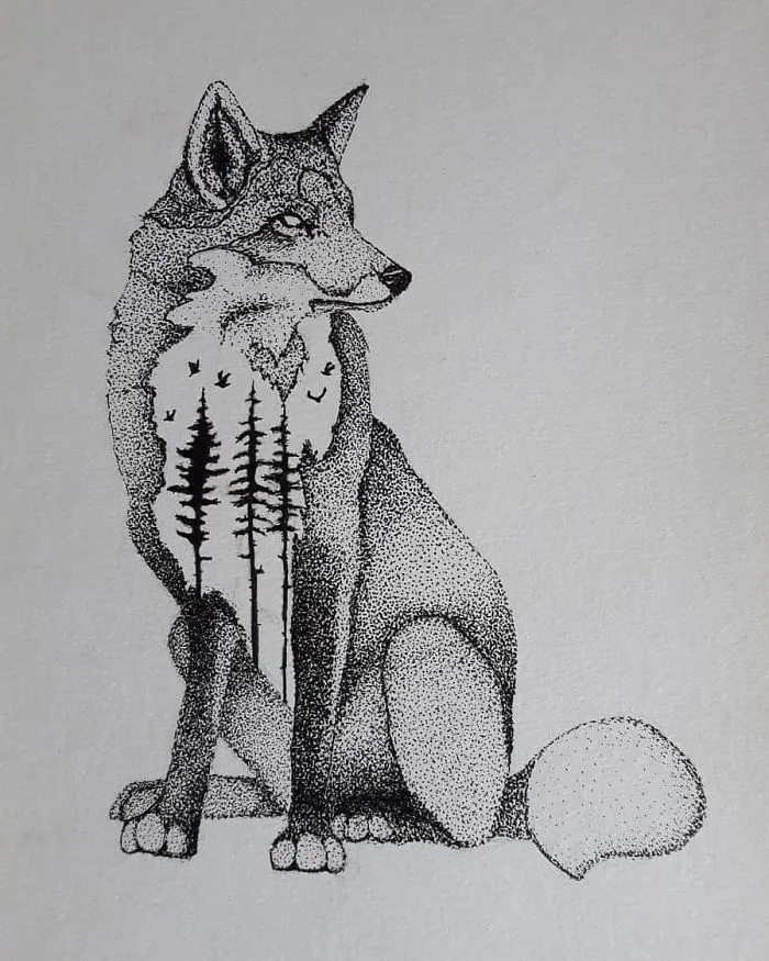 I Draw Wild Animals Using Dots And Double Exposure