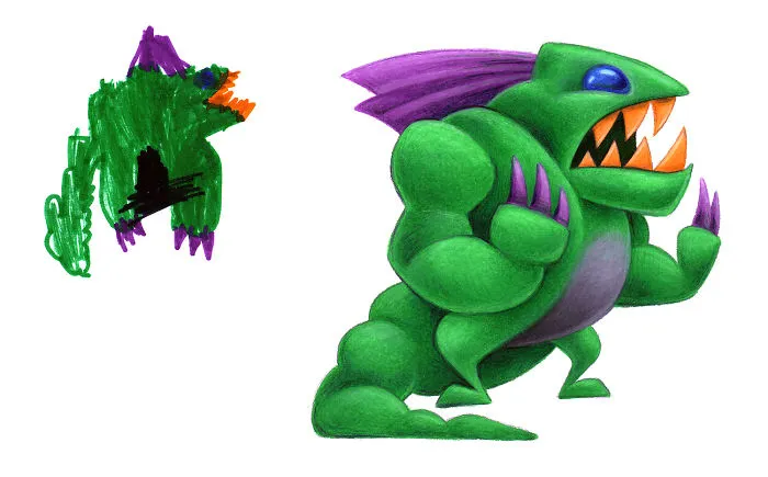 I Drew 50 Monsters Over The Last 2 Years Based On Kid Drawings, And Here're The Results (New Pics)