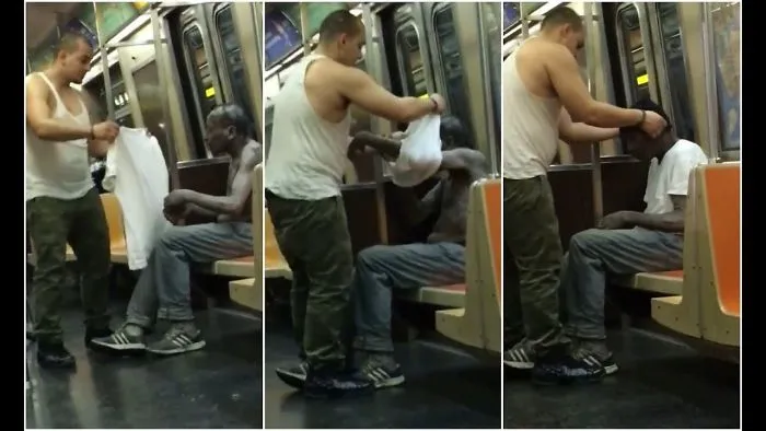 When One Guy Saw A Homeless Man Shivering, He Took Off His Own Shirt In An Act Of Admirable Kindness