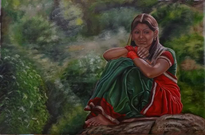 The Girl In Half Saree