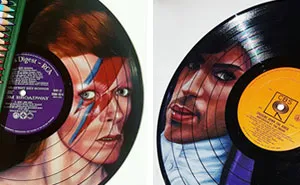I Create Celebrity Portraits On Used Vinyl Records With Colored Pencils