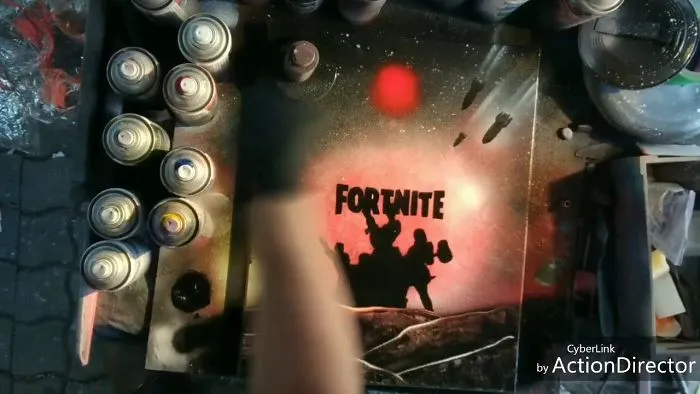 Street Artist Rbsprayart Hammers Out Awesome Fortnite Painting In Minutes Right Before Your Eyes.