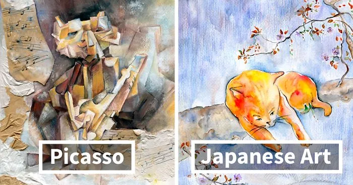 I Challenged Myself To Paint 12 Cats In Different Art Styles