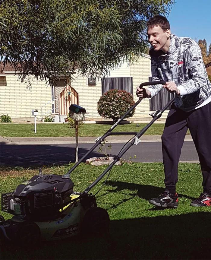 My Son Struggles So Much With His Autism, Everything Is A Mountain. Mowing Our Lawn Gives Him Confidence And Self Worth. His Smile Is This Huge Until He Finishes