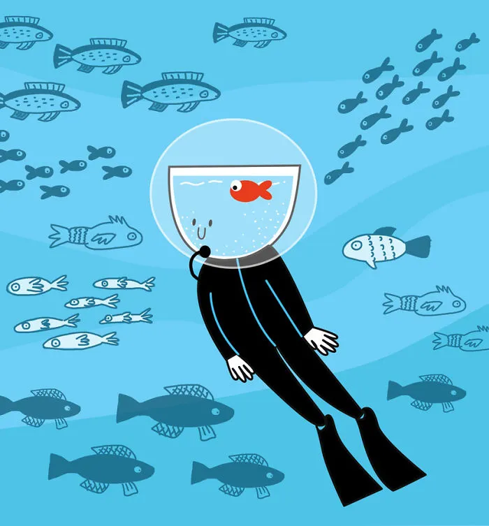 I Illustrate The Human Need For Connection With Original 'Fishbowl Head' Characters