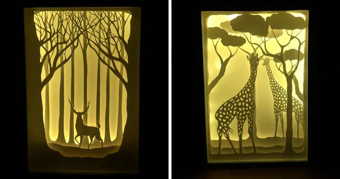 Handmade Papercut Lightboxes