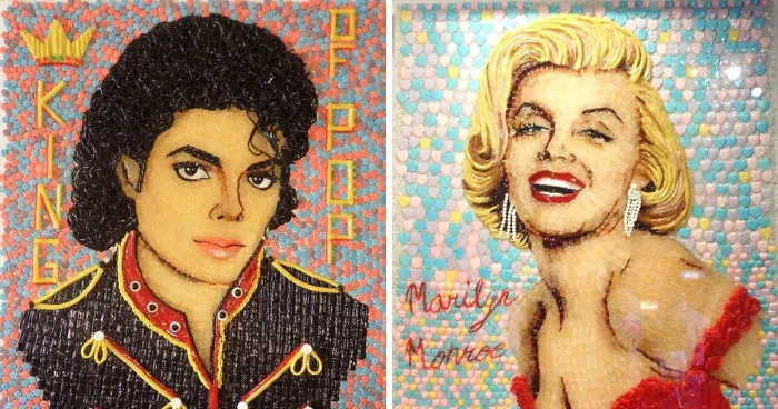 Celebrity Portraits Made Of Thousands Of Sweets