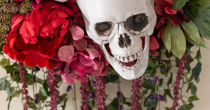 Bones & Blooms Halloween Wreath