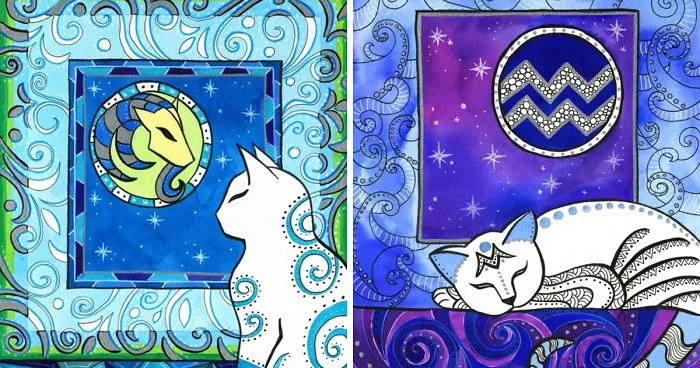 I Painted 12 Cat Astrology Signs To Create A Cat Zodiac Calendar