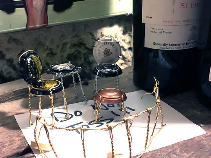 Me And My Coworkers Got Bored At Work So We Made A Tea Set Out Of Champagne Tops