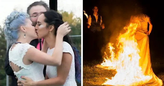 Brides Surprise Their Guests By Setting Their Wedding Dresses On Fire And Then Posing For Some Hot Pics