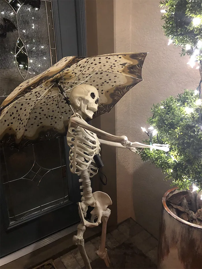 Girl Notices Her Neighbor’s Halloween Skeletons Are Playing Out A New Scenario Every Day, And It’s Hilarious