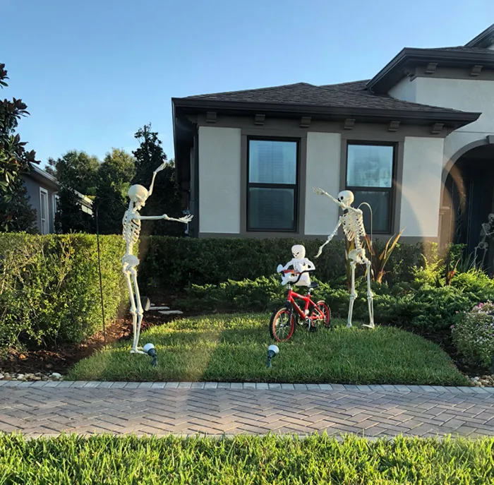 Esta chica se dio cuenta de que los esqueletos de Halloween de sus vecinos cambian cada día, y es divertidísimo