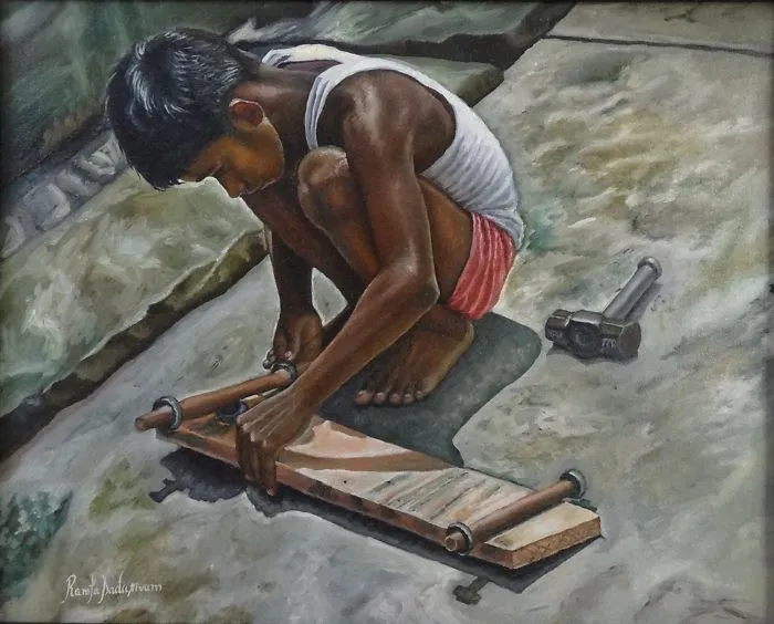 Boy Making Skateboard
