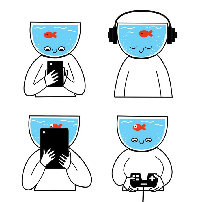I Illustrate The Human Need For Connection With Original 'Fishbowl Head' Characters