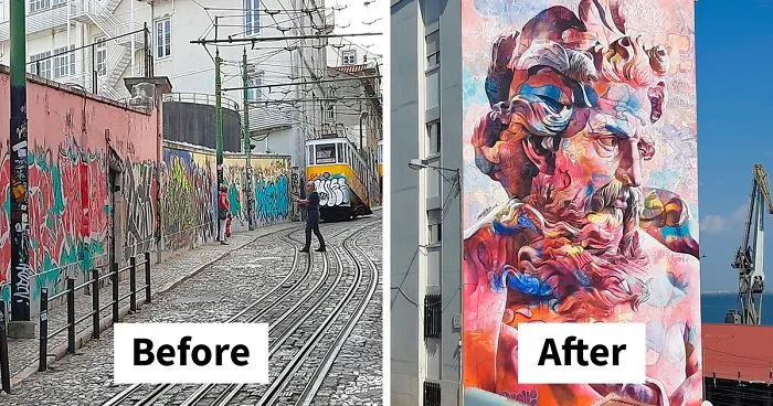 Lisbon's Government Allowed Street Artists To Paint Graffiti On The City Walls And I Captured The Glorious Change In Scenery