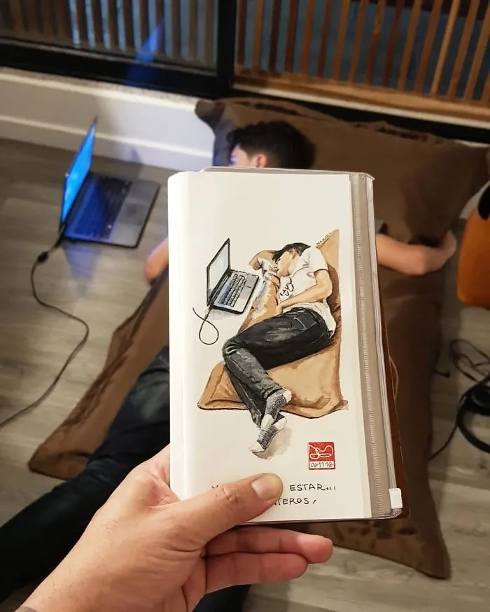 Architect Sketches The World Around Him From His Point Of View