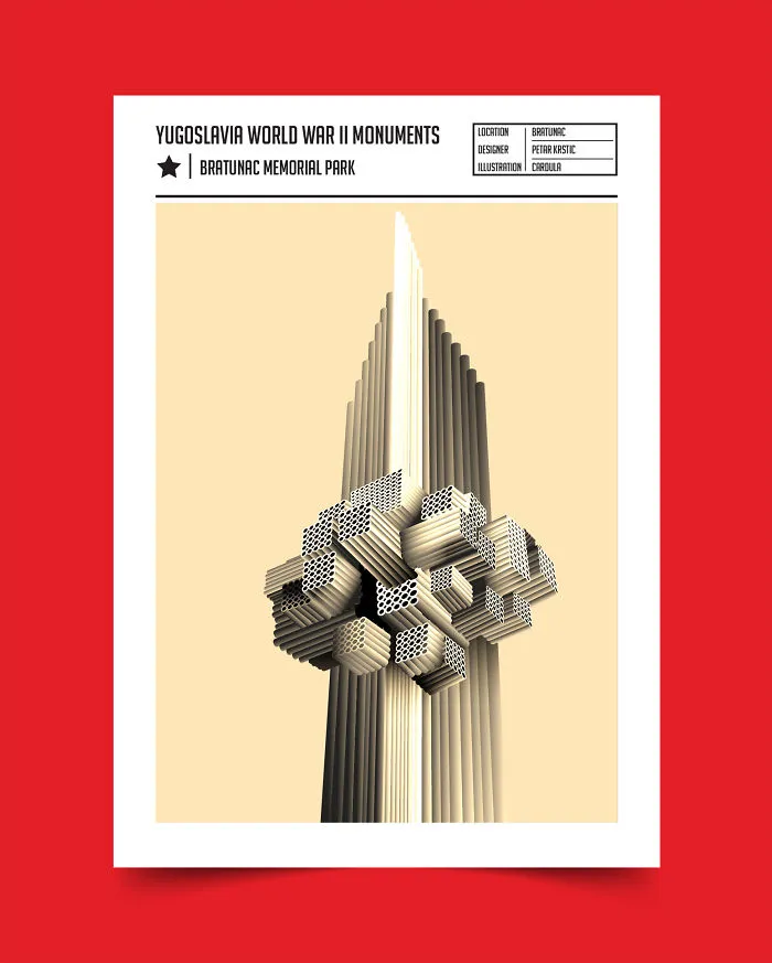 75 Illustrations Of Yugoslavian Brtualist 
world War Ii Monuments