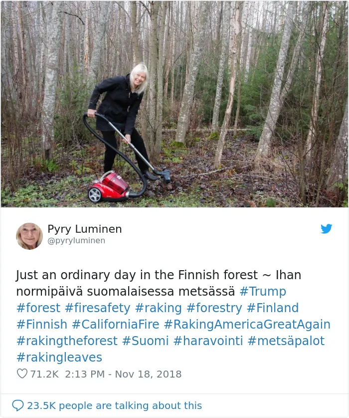 Trump Claims Finland ‘Rakes’ Their Forests To Prevent Fires, And Here Are 43 Of The Best Responses