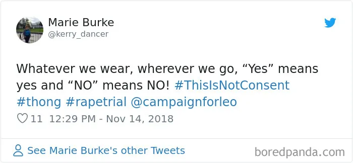 “Look at the way she was dressed...”: Women Tweet Their Underwear Pics After Lawyer Blames Teen In Rape Trial