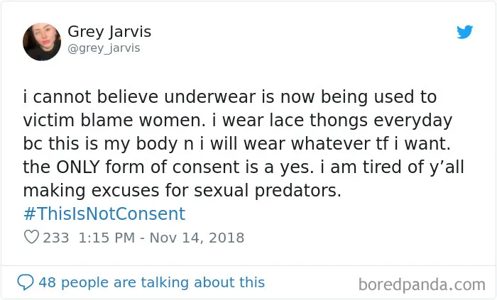 “Look at the way she was dressed...”: Women Tweet Their Underwear Pics After Lawyer Blames Teen In Rape Trial