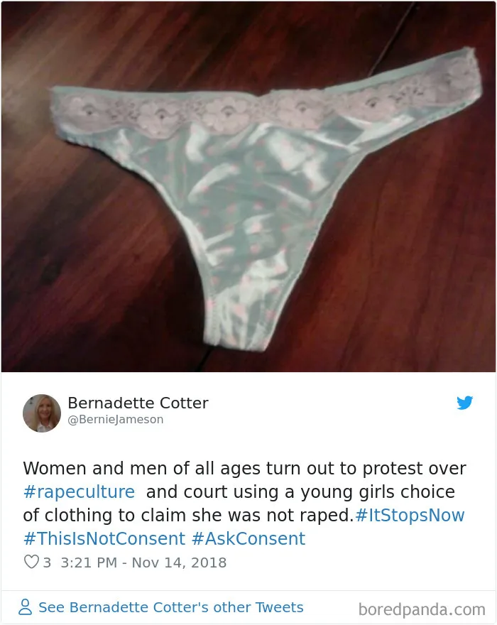 “Look at the way she was dressed...”: Women Tweet Their Underwear Pics After Lawyer Blames Teen In Rape Trial
