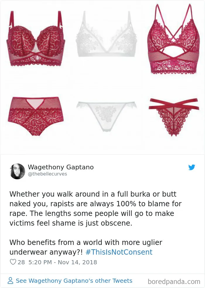 “Look at the way she was dressed...”: Women Tweet Their Underwear Pics After Lawyer Blames Teen In Rape Trial