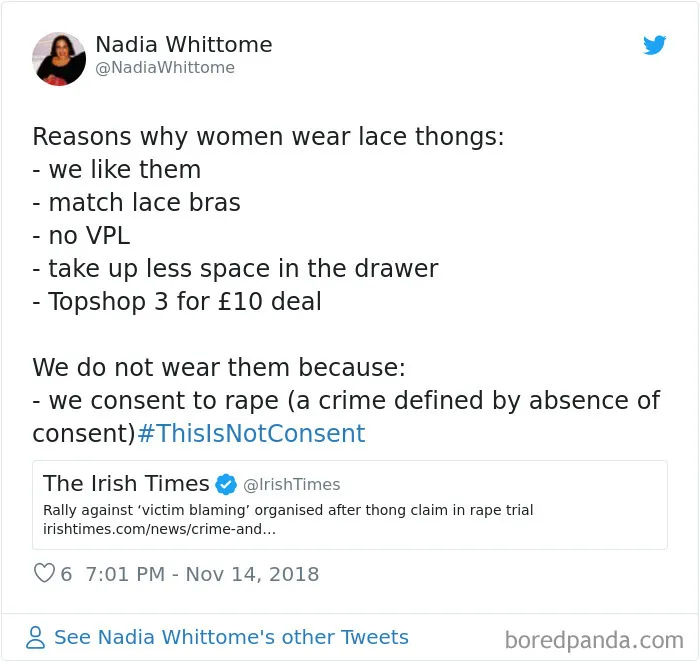 “Look at the way she was dressed...”: Women Tweet Their Underwear Pics After Lawyer Blames Teen In Rape Trial